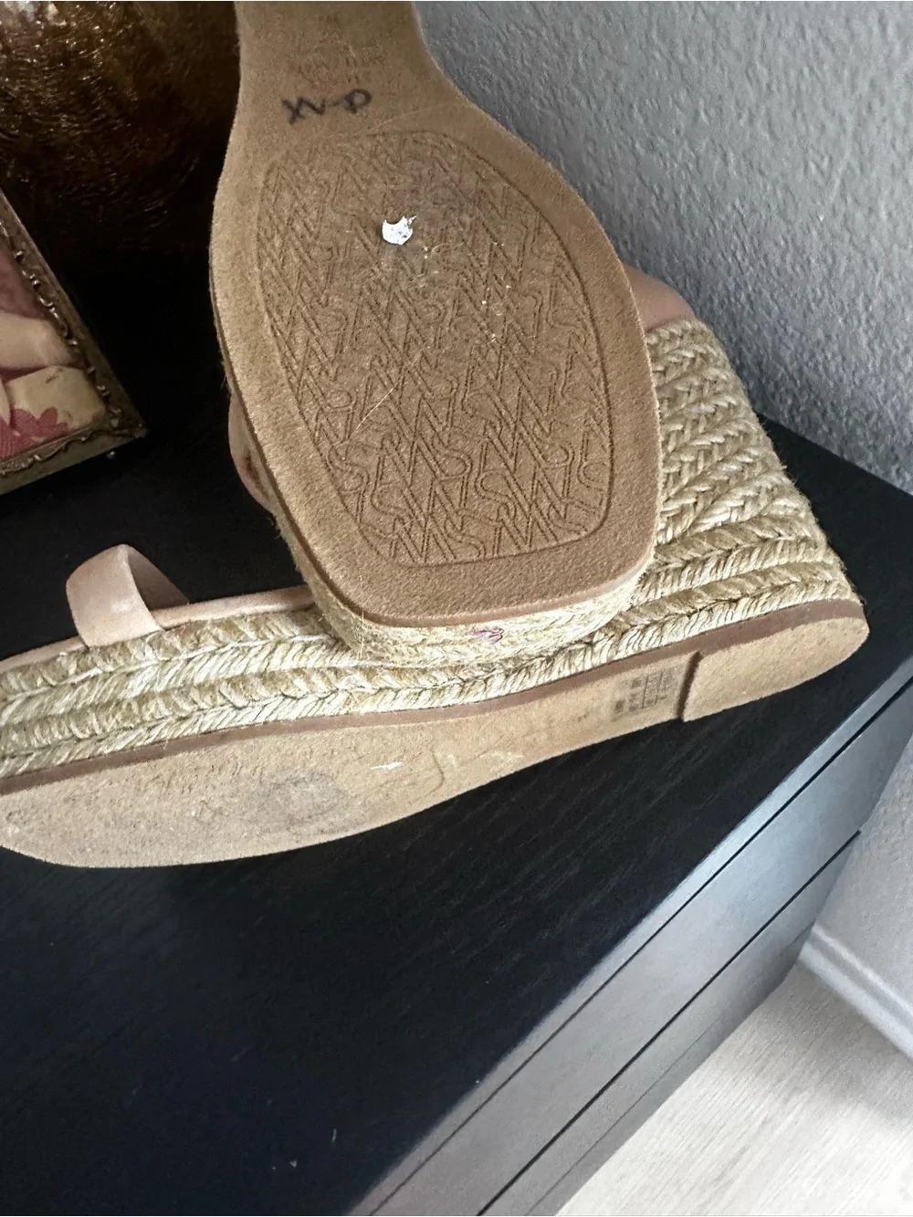 Stuart Weitzman Nude Tan Espadrille Wedge Sandals